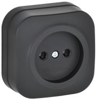 GLORY Розетка 1-местная для открытой установки без заземления без защитных шторок 10А РС20-2-ХЧм черный матовый IEK (IEK) ERH10-K02M-10