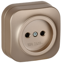GLORY Розетка 1-местная для открытой установки без заземления без защитных шторок 10А РС20-2-ХШм шампань матовый IEK (IEK) ERH10-K37M-10