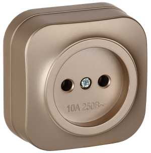 GLORY Розетка 1-местная для открытой установки без заземления без защитных шторок 10А РС20-2-ХШм шампань матовый IEK (IEK) ERH10-K37M-10