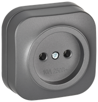 GLORY Розетка 1-местная для открытой установки без заземления без защитных шторок 10А РС20-2-ХСм сталь матовый IEK (IEK) ERH10-K46M-10