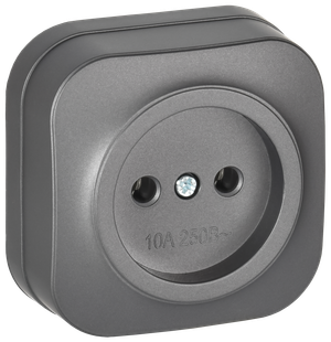 GLORY Розетка 1-местная для открытой установки без заземления без защитных шторок 10А РС20-2-ХСм сталь матовый IEK (IEK) ERH10-K46M-10