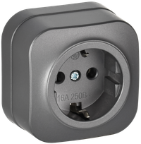 GLORY Розетка 1-местная для открытой установки с заземлением без защитных шторок 16А РС20-3-ХСм сталь матовый IEK (IEK) ERH11-K46M-16