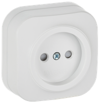 GLORY Розетка 1-местная для открытой установки без заземления с защитными шторками 10А РСш20-2-ХБм белый матовый IEK (IEK) ERH13-K01M-10