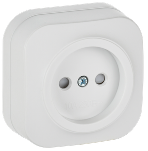 GLORY Розетка 1-местная для открытой установки без заземления с защитными шторками 10А РСш20-2-ХБм белый матовый IEK (IEK) ERH13-K01M-10