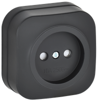 GLORY Розетка 1-местная для открытой установки без заземления с защитными шторками 10А РСш20-2-ХЧм черный матовый IEK (IEK) ERH13-K02M-10