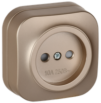 GLORY Розетка 1-местная для открытой установки без заземления с защитными шторками 10А РСш20-2-ХШм шампань матовый IEK (IEK) ERH13-K37M-10