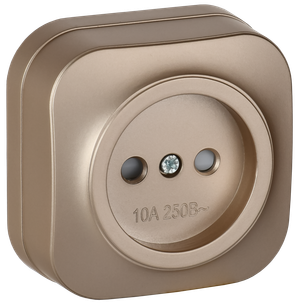GLORY Розетка 1-местная для открытой установки без заземления с защитными шторками 10А РСш20-2-ХШм шампань матовый IEK (IEK) ERH13-K37M-10