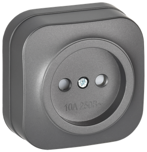 GLORY Розетка 1-местная для открытой установки без заземления с защитными шторками 10А РСш20-2-ХСм сталь матовый IEK (IEK) ERH13-K46M-10