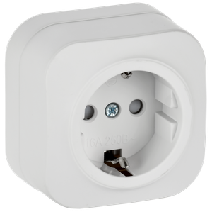 GLORY Розетка 1-местная для открытой установки с заземлением с защитными шторками 16А РСш20-3-ХБм белый матовый IEK (IEK) ERH14-K01M-16