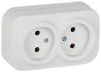 GLORY Розетка 2-местная для открытой установки без заземления без защитных шторок 10А РС22-2-ХБм белый матовый IEK (IEK) ERH20-K01M-10
