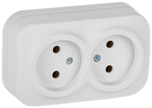 GLORY Розетка 2-местная для открытой установки без заземления без защитных шторок 10А РС22-2-ХБм белый матовый IEK (IEK) ERH20-K01M-10