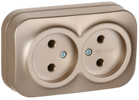GLORY Розетка 2-местная для открытой установки без заземления без защитных шторок 10А РС22-2-ХШм шампань матовый IEK (IEK) ERH20-K37M-10