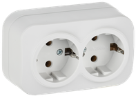 GLORY Розетка 2-местная для открытой установки с заземлением без защитных шторок 16А РС22-3-ХБм белый матовый IEK (IEK) ERH21-K01M-16