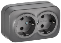 GLORY Розетка 2-местная для открытой установки с заземлением без защитных шторок 16А РС22-3-ХСм сталь матовый IEK (IEK) ERH21-K46M-16