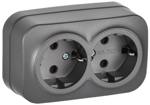 GLORY Розетка 2-местная для открытой установки с заземлением без защитных шторок 16А РС22-3-ХСм сталь матовый IEK (IEK) ERH21-K46M-16