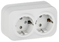 GLORY Розетка 2-местная для открытой установки с заземлением с защитными шторками 16А РСш22-3-ХБм белый матовый IEK (IEK) ERH24-K01M-16