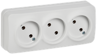 GLORY Розетка 3-местная для открытой установки без заземления без защитных шторок 10А РС23-2-ХБм белый матовый IEK (IEK) ERH30-K01M-10