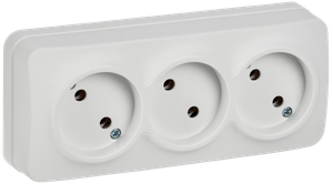 GLORY Розетка 3-местная для открытой установки без заземления без защитных шторок 10А РС23-2-ХБм белый матовый IEK (IEK) ERH30-K01M-10