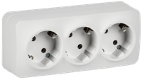 GLORY Розетка 3-местная для открытой установки с заземлением без защитных шторок 16А РС23-3-ХБм белый матовый IEK (IEK) ERH31-K01M-16