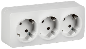 GLORY Розетка 3-местная для открытой установки с заземлением без защитных шторок 16А РС23-3-ХБм белый матовый IEK (IEK) ERH31-K01M-16