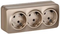 GLORY Розетка 3-местная для открытой установки с заземлением без защитных шторок 16А РС23-3-ХШм шампань матовый IEK (IEK) ERH31-K37M-16