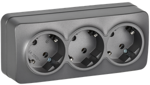 GLORY Розетка 3-местная для открытой установки с заземлением без защитных шторок 16А РС23-3-ХСм сталь матовый IEK (IEK) ERH31-K46M-16