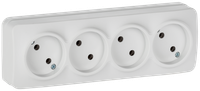GLORY Розетка 4-местная для открытой установки без заземления без защитных шторок 10А РС24-2-ХБм белый матовый IEK (IEK) ERH40-K01M-10