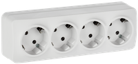 GLORY Розетка 4-местная для открытой установки с заземлением без защитных шторок 16А РС24-3-ХБм белый матовый IEK (IEK) ERH41-K01M-16