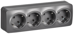 GLORY Розетка 4-местная для открытой установки с заземлением без защитных шторок 16А РС24-3-ХСм сталь матовый IEK (IEK) ERH41-K46M-16