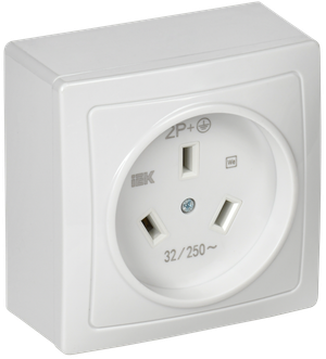 Розетка разборная для плиты с з/к открытой        установки белая 32А Рпл10-К IEK (IEK) ERP10-032-K01