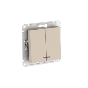 ATLASDESIGN 2-клавишный ВЫКЛЮЧАТЕЛЬ с подсветкой ,сх.5а, 10АХ,мех., быстрозажимные клеммы, ПЕСОЧНЫЙ (Systeme Electric) ATN001253S