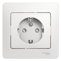 GLOSSA Розетка с заземлением со шторками в сборе белая (Systeme Electric) GSL000144