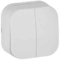 GLORY Выключатель 2-клавишный для открытой установки 10А ВС20-2-0-ХБм белый матовый IEK (IEK) EVH20-K01M-10