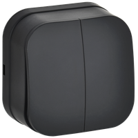 GLORY Выключатель 2-клавишный для открытой установки 10А ВС20-2-0-ХЧм черный матовый IEK (IEK) EVH20-K02M-10