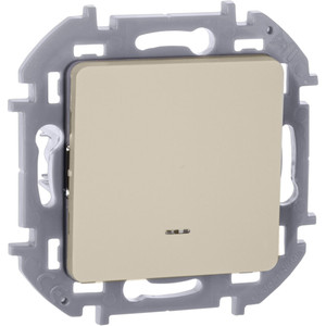 Выключатель 1-клавишный с подсветкой/индикацией 10АХ безвинтовое крепление слоновая кость INSPIRIA (IEK) 673611