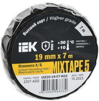 MIXTAPE 5 Изолента Х/Б 19мм 7м IEK (IEK) UIZ20-19-07-K02