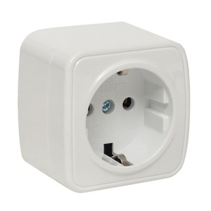 Розетка Минск 1-местная ОП 16А с заземлением белая (EKF) EGR16-028-10