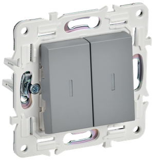 SKANDY Выключатель 2-клавишный проходной с индикацией 10А SK-V10Gr серый IEK (IEK) SK-V22-1-10-K03