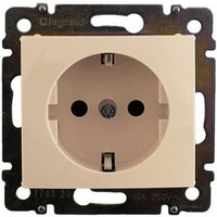 Розетка 1-местная с заземлением с защитными шторками 16А безвинтовое крепление слоновая кость VALENA (IEK) 774122