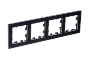 ATLASDESIGN NATURE 4-постовая РАМКА, НАТУРАЛЬНОЕ СТЕКЛО, ЧЕРНЫЙ (Systeme Electric) ATN361004