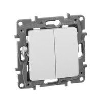 Выключатель 2-клавишный 10А безвинтовое крепление белый ETIKA (IEK) 672202