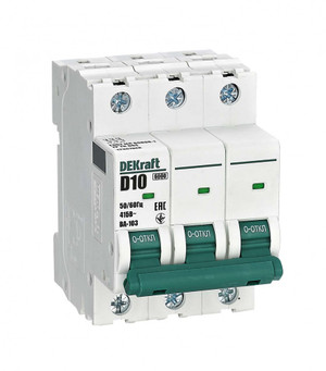 Выключатель автоматический ВА-103 3Р 10А D 6кА новый (Dekraft) 12367DEK