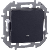 Выключатель 1-клавишный с подсветкой/индикацией 10АХ безвинтовое крепление антрацит INSPIRIA (IEK) 673613