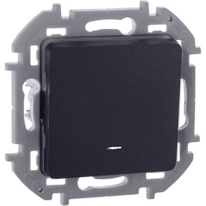 Выключатель 1-клавишный с подсветкой/индикацией 10АХ безвинтовое крепление антрацит INSPIRIA (IEK) 673613