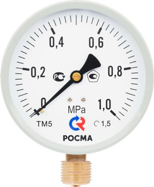 Манометр М2 радиальный ТМ-510Р.00 0...1.0 МРа 1/2' кл.1.5., цвет-серый (РОСМА) 00000006819