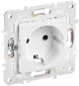 SKANDY Розетка с заземлением с защитными шторками 16А безвинтовое крепление SK-R06W арктический белый IEK (IEK) SK-R14-16-1-K01