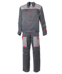 Костюм мужской ФАВОРИТ-2 куртка, полукомбинезон, цвет тёмно-серый с серым и красным, р-р 52-54 104-108/170-176 (Эталон-Спецодежда) 114714