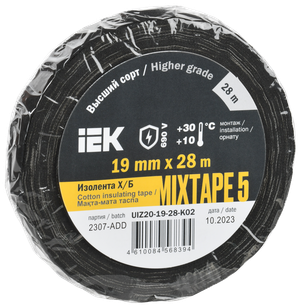 MIXTAPE 5 Изолента Х/Б 19мм 28м IEK (IEK) UIZ20-19-28-K02