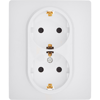 Розетка 2-местная с заземлением с защитными шторками 16А в сборе белый INSPIRIA (IEK) 673450