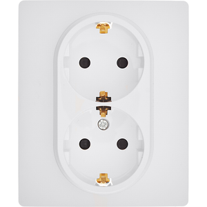 Розетка 2-местная с заземлением с защитными шторками 16А в сборе белый INSPIRIA (IEK) 673450